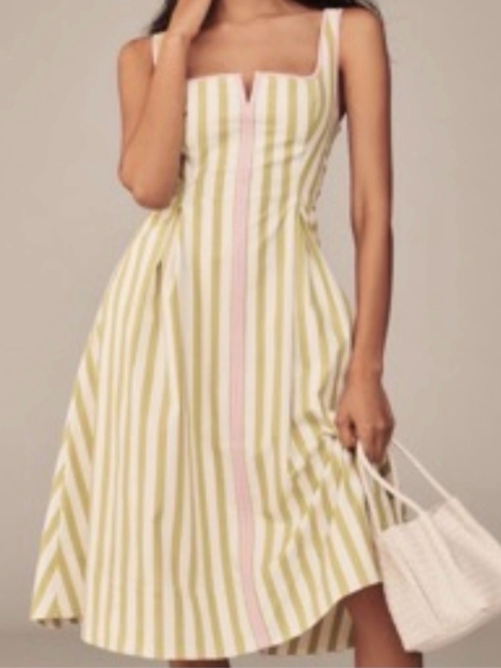 NWT Maeve  Arlette  Piped Sleeveless Notched Square-Neck Midi Dress, XL - Picture 5 of 16